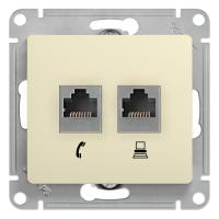 Механизм Systeme Electric (ранее Schneider Electric) серии Glossa (цвет бежевый) двойной розетки разъёмами RJ45 категория 5е и RJ11 предназначен для удобного и быстрого подключения вашего компьютера и телефона к соответствующим сетям.
- Выполнен из матери