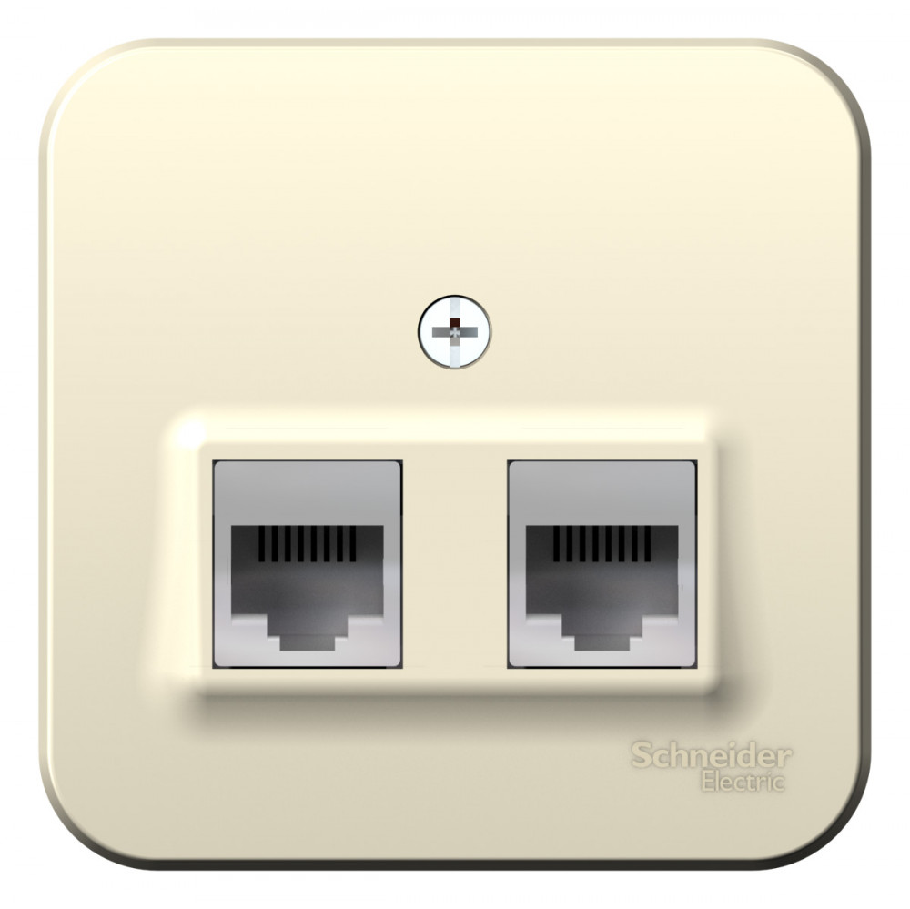 BLNIA045112 BLANCA О/У РОЗЕТКА двойная: комп.RJ45, кат.5E + телеф. RJ11, ИЗОЛ.ПЛ.,МОЛОЧНЫЙ