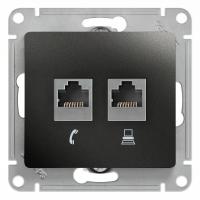 Механизм Systeme Electric (ранее Schneider Electric) серии Glossa (цвет антрацит) двойной розетки разъёмами RJ45 категория 5е и RJ11 предназначен для удобного и быстрого подключения вашего компьютера и телефона к соответствующим сетям.
- Выполнен из матер