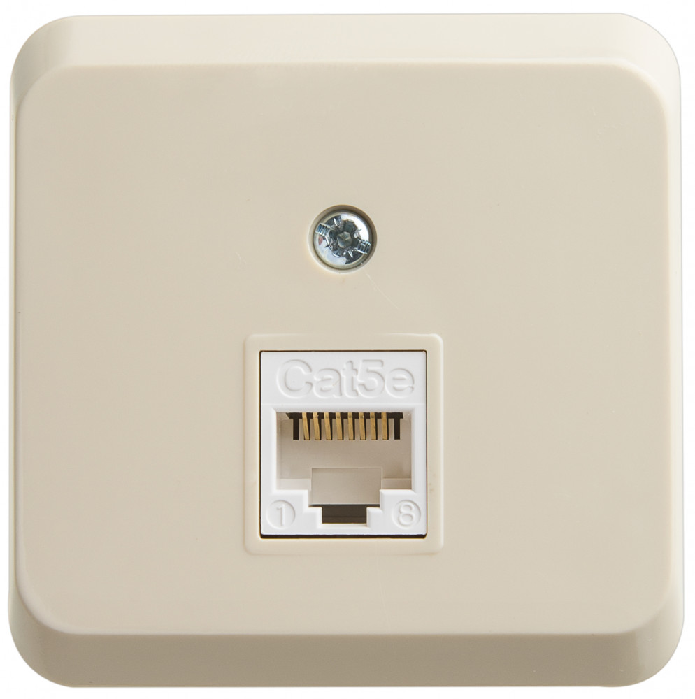 KOMA-001K ЭТЮД О/У компьютерная РОЗЕТКА RJ45 кат.5е, КРЕМОВЫЙ, Россия