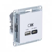 Розетка Systeme Electric (ранее Schneider Electric) серии AtlasDesign (цвет белый) двойная USB с разъемами типа A+C высокоскоростная.
- Самая современная USB-зарядка с двумя разъемами позволяет заряжать как стандартные мобильные устройства через разъем ти