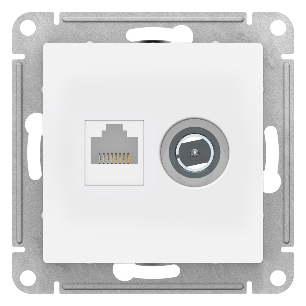 ATN001389 ATLASDESIGN РОЗЕТКА двойная ТВ + компьютерная RJ45, кат. 5Е, ЛОТОС