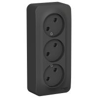 Розетка Systeme Electric (ранее Schneider Electric) BLANCA (антрацит, открытой установки) трехместная, без шторок и заземления, с изолирующей пластиной предназначена для сетей до 250В, на ток до 16А. Трехместная розетка позволяет подключить три устройства