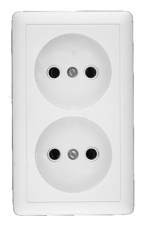 RA16-237-B ХИТ О/У РОЗЕТКА двойная без заземления без шторок 16А, 250В, БЕЛЫЙ. Россия