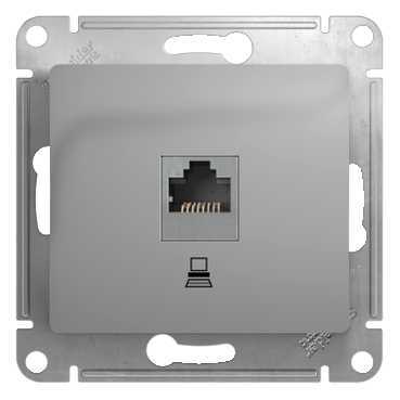 GSL000381K GLOSSA РОЗЕТКА компьютерная RJ45 кат.5Е, механизм, АЛЮМИНИЙ