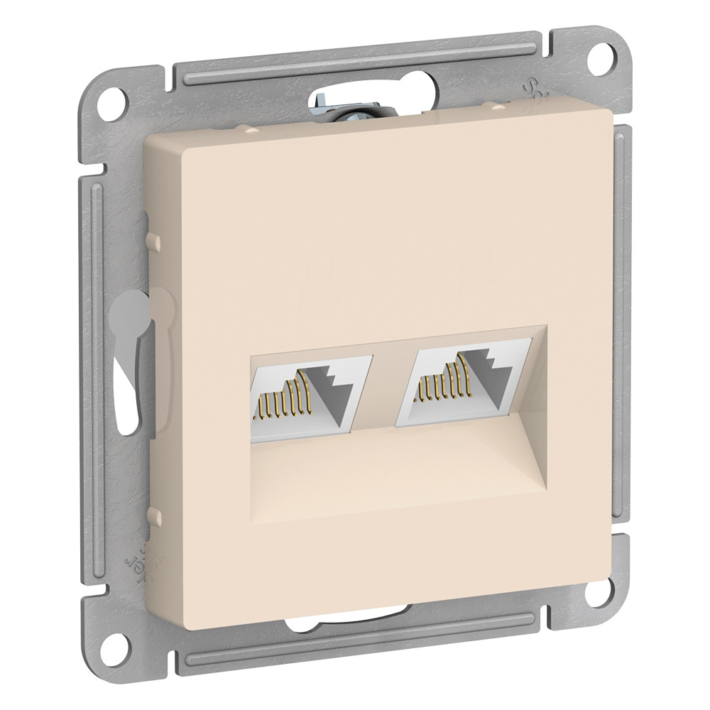 ATN000285 ATLASDESIGN РОЗЕТКА двойная компьютерная RJ45+RJ45, кат.5Е, механизм, БЕЖЕВЫЙ