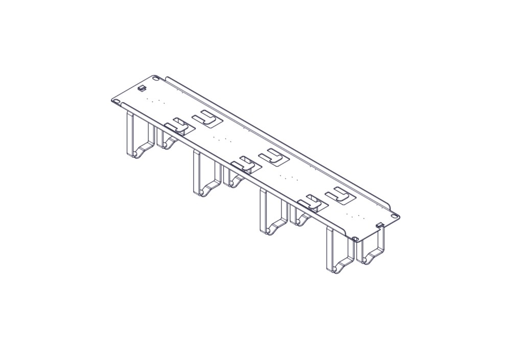 UT8426D Горизонтальный кабельный организатор серия Uniprom, 2U, стальные кольца, 2 ряда