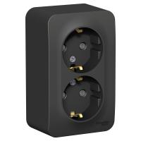 Розетка Systeme Electric (ранее Schneider Electric) BLANCA (антрацит, открытой установки) двухместная, с заземлением, шторками и изолирующей пластиной предназначена для сетей до 250В, на ток до 16А. Двухместная розетка позволяет подключить два устройства 