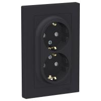 Розетка двойная Systeme Electric (ранее Schneider Electric) серии AtlasDesign (в сборе, цвет карбон) с заземлением и шторками подходит для сетей 250 В, на ток 16 А.
- Заземляющий контакт обеспечивает дополнительную защиту от удара электрическим током.
- Д
