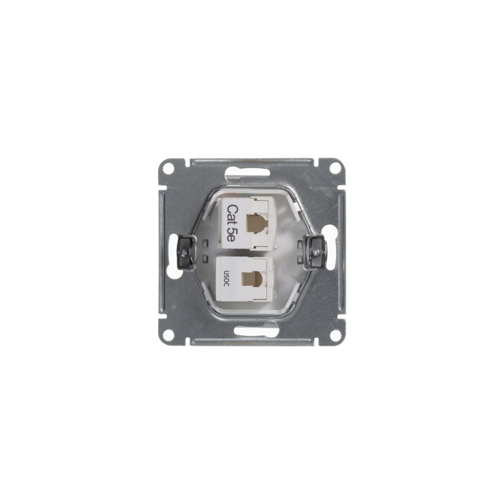 GSL000185 GLOSSA РОЗЕТКА двойная RJ11+RJ45, кат.5Е, механизм, БЕЛЫЙ