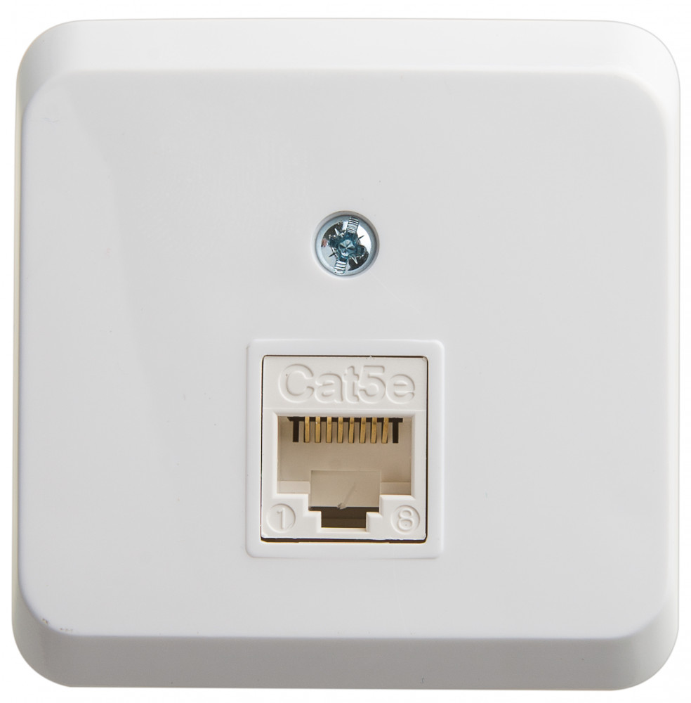 KOMA-001B ЭТЮД О/У компьютерная РОЗЕТКА RJ45 кат.5е, БЕЛЫЙ, Россия