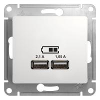 Механизм Systeme Electric (ранее Schneider Electric) серии Glossa (цвет белый) розетки с двумя разъёмами USB с выходными напряжением 5 В постоянного тока и выходами с номинальным током по 2,1 А.
- Предназначен для зарядки мобильных устройств: телефоны, пл