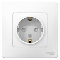 Розетка Systeme Electric (ранее Schneider Electric) BLANCA (белый, скрытой установки) одноместная, с заземлением и шторками предназначена для сетей до 250В, на ток до 16А. Шторки открываются только при одновременном равномерном давлении в оба отверстия и 