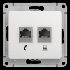 GSL000185 GLOSSA РОЗЕТКА двойная RJ11+RJ45, кат.5Е, механизм, БЕЛЫЙ