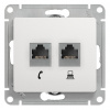 GSL000185 GLOSSA РОЗЕТКА двойная RJ11+RJ45, кат.5Е, механизм, БЕЛЫЙ