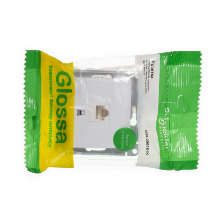 GSL000181K GLOSSA РОЗЕТКА компьютерная RJ45 кат.5Е, механизм, БЕЛЫЙ