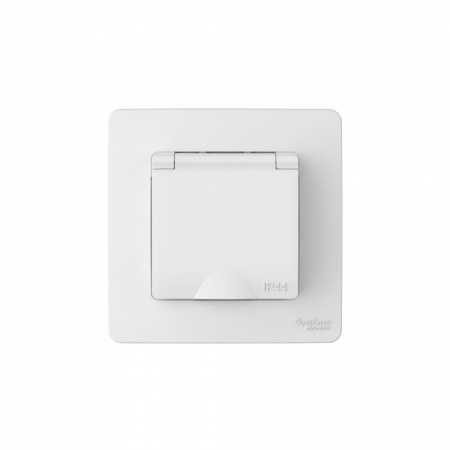 BLNRS441111 BLANCA С/У IP44 РОЗЕТКА с заземл. со шторк., с крышкой, 16А, 250В, БЕЛЫЙ